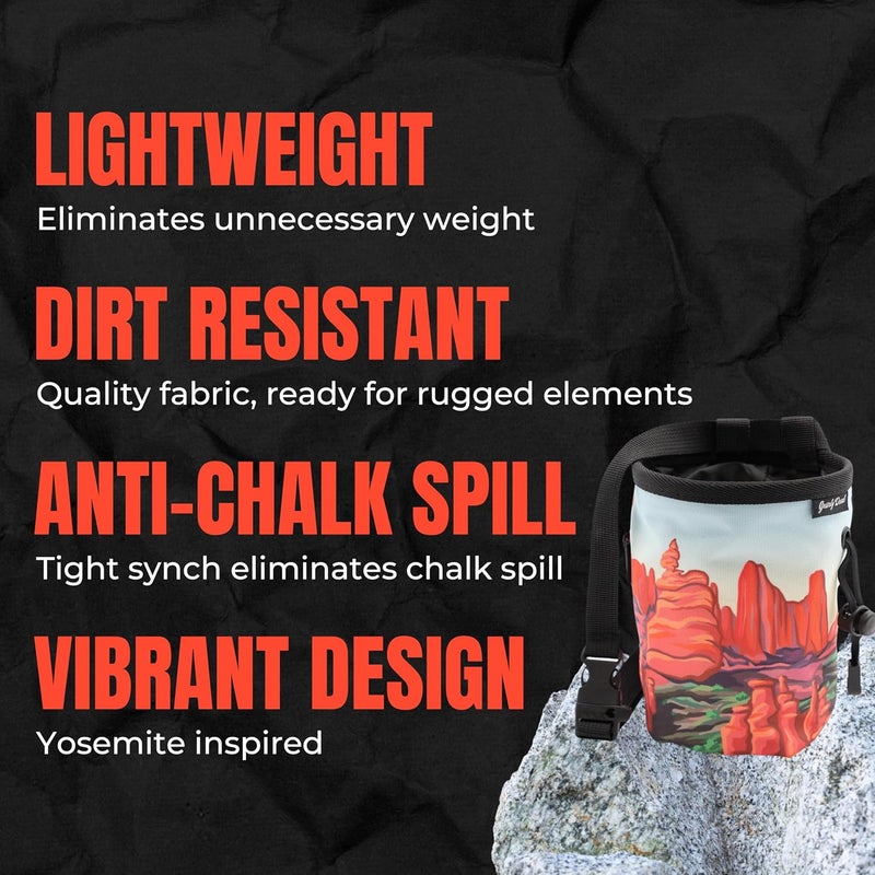 Gnarly Dood Rock Climbing Chalk Bag | for Outdoor, Gym, & Bouldering | Adjustable Waist Belt, Durable Drawstring Closure, & Zippered Pocket - Image 4